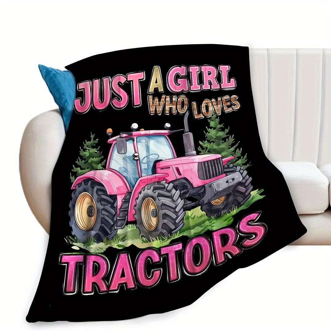 Agriculture Farming Cartoon - Super Soft Tractor Lover Blanket Throw