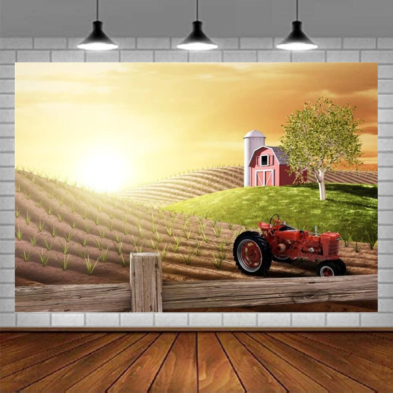 Agriculture Farming Background - Morning Busy Farm Photography Backdrop Sunrise